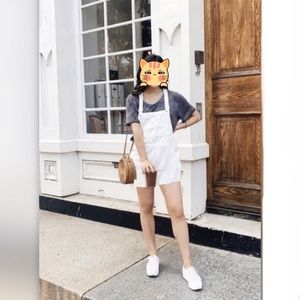 Gap white denim shortalls